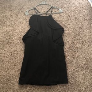 Black Ruffled Open Back Dress